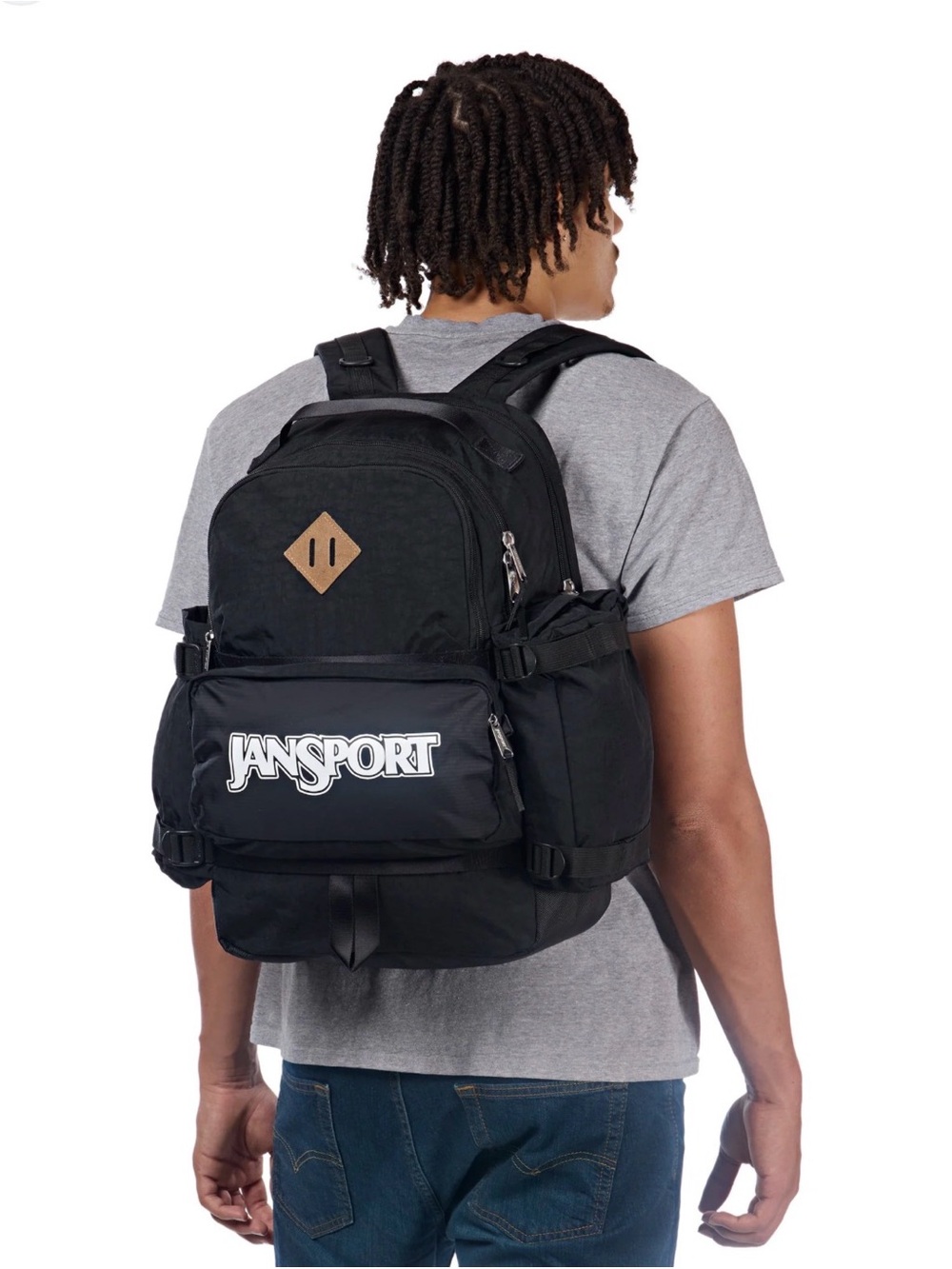 Jansport Black Backpack with Front Logo Pocket